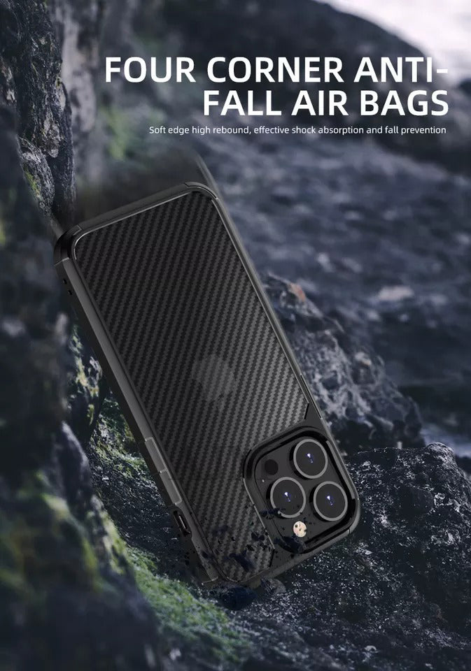 AJM Rugged Defender 2 in 1 Hybrid Armor Shockproof TPU Pc Matte Carbon Fiber Phone Case for Apple iPhone 11